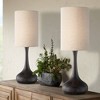 360 Lighting Modern Table Lamps 24.5" High Set of 2 Espresso Bronze Metal Droplet Cylinder Drum Shade for Living Room Family Bedroom Bedside - 2 of 4
