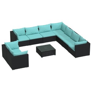 vidaXL Garden Lounge Set Black, Water Blue - 1 of 4