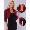 INSPIRE CHIC Women's Party Metallic Open Front 3/4 Sleeve Shawl Neck Bolero Cardigan - 2 of 4