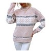 Women's Fair Isle Pattern Mock Neck Sweater - Loose Fit Knit Pullover for Casual Winter Wear - 2 of 2