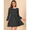 INSPIRE CHIC Women's Long Sleeve Peter Pan Collar Polka Dots A-Line Dress - 2 of 4