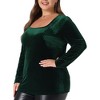 Agnes Orinda Women's Plus Size Ribbed Velvet Textured Elegant Long Sleeve Blouses - 2 of 4