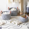 WeThinkStorage Set of 3 Felt Storage Basket with Vegan Leather Handles Gray - 4 of 4
