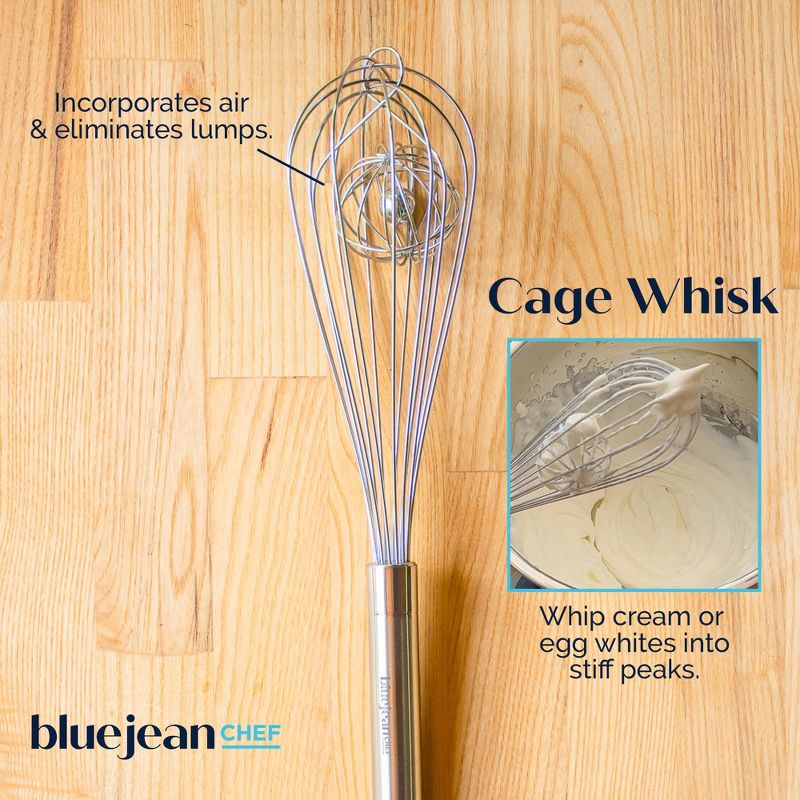 Blue Jean Chef 5-Piece Stainless-Steel Whisk Set, 5 Different Whisks: Cage Whisk, Ball Whisk, Roux Whisk, Sauce Whisk, Danish Dough Whisk, 2 of 7