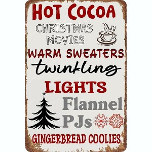 Lomsoe Christmas Metal Signs Hot Cocoa Chritmas Sign Vintage Tin Sign Christmas Aluminum Sign Art Decor Christmas Gift 8¡Á12 Inches - 1 of 1