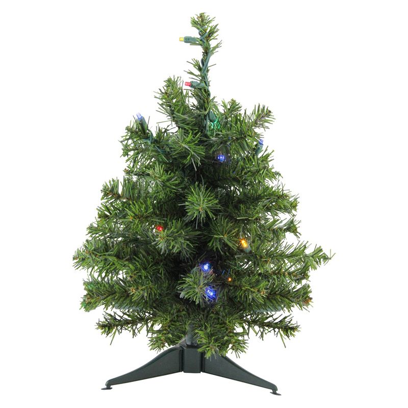 Northlight 1.5 FT Pre-Lit Canadian Pine Artificial Christmas Tree - Multicolor Lights, 1 of 9