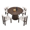 5 PCS Wooden Dining Table Set Dining Set with 4 Boucle Upholstered Dining Chairs&Rubber Wood Round Kitchen Table, Brown/Walnut -ModernLuxe - 4 of 4