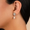 SHINE by Sterling Forever Esti CZ Flower & Pearl Drop Stud Earrings - 2 of 3