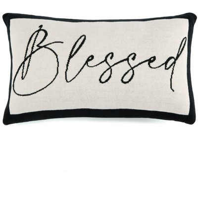 Shiraleah Black and White "Blessed" Lumbar Pillow