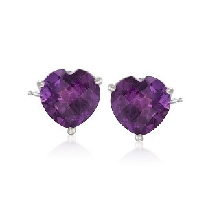 Ross-Simons 5.50 ct. t.w. Amethyst Heart Stud Earrings in Sterling Silver - 1 of 4