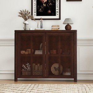 Bella Depot Mid Century Modern 39.4" Rattan Sideboard Buffet Cabinet, Storage Cabinet with 2-Doors - 1 of 4