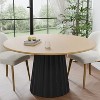 PexFix 52" Wood Round Dining Table Kitchen Table for 4-6 with Arc-Shaped Edge Top & Fluted Tapered Base for Living/Dining Room Coffee Office Natural - 3 of 4