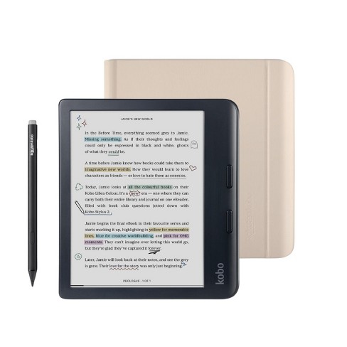 Kobo Libra Colour Black Ereader With Sand Beige Notebook 