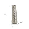 HomeRoots 19" Silver Cast Aluminum Carved Geometric Table Vase - 3 of 4