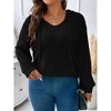 Clearlove Women's Plus Size Long Sleeve Hoodie V Neck Shirt Brushed Lightweight Active Top - 3 of 3