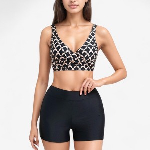 Anna-Kaci Swim Women's Twist Front Bikini Top and High Waist Swim Shorts Set with Supportive Wide Straps and Soft Stretch Fit - 1 of 4