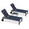 PURPLE LEAF Outdoor Lounge Chair Set Aluminum Patio Chaise Lounger with Side Table and Pillow for Outside Pool Beach Sunbathing Tanning Recliner - 2 of 4