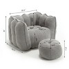 Chenille Bean Bag Chair with Footstool and Foam Filling, Soft Square Lazy Sofa with Armrests for Indoor Use-Baofuwish - 4 of 4