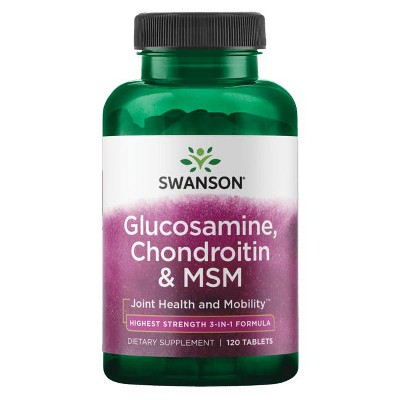 Swanson Highest Strength 3-in-1 Formula Glucosamine, Chondroitin and Msm Tablets, 1800 mg, 120 Count.