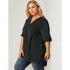 Agnes Orinda Women's Plus Size Casual Solid V Neck 1/2 Sleeves Pleated Blouses - 2 of 4