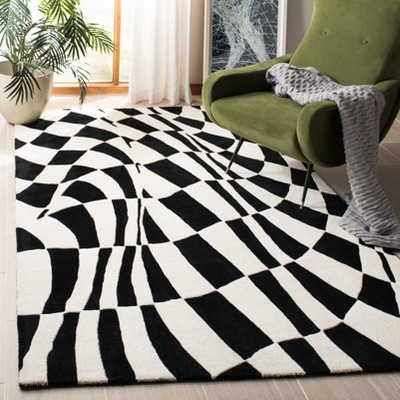 Soho Elegance Black and Ivory Hand-Tufted Wool Area Rug - 5' x 8'