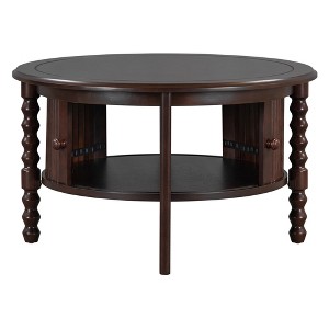 Anybear Vintage Round Coffee Table, Slatted Design Coffee Table for Small Space - 1 of 4