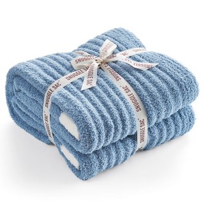Snuggle Sac Reversible Knit Throw Blanket Soft Ribbed Textured Blanket for All Seasons - 1 of 4