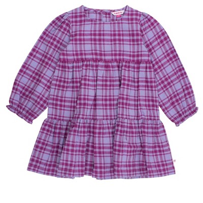 RuffleButts Toddler Girls Woven Long Sleeve Tiered Twirl Dress