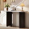 Narrow Console Table, Entryway Table with Oval Faux Marble Top, Rustic Sofa Table with Curved Legs, Hallway Accent Table for Living Room - 2 of 4