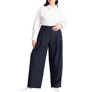 ELOQUII Women's Plus Size Trouser With Waistband Tabs - 1 of 4