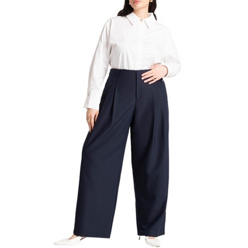 ELOQUII Women's Plus Size Trouser With Waistband Tabs - image 1 of 4