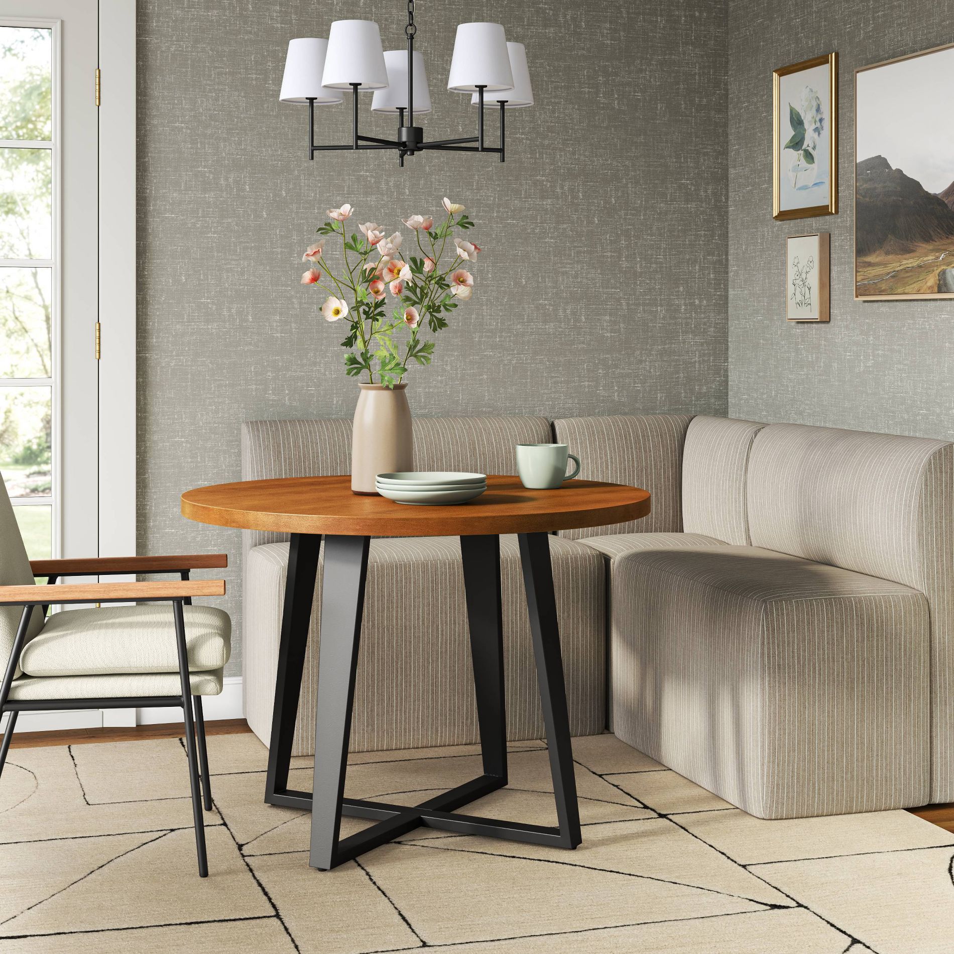 38" Cora Dining Banquette in Pinstripe Linen - Threshold™