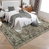 8x10 Area Rug, Vintage Low Pile Distressed Carpet, Non-Slip, Stain-Resistant, Fade-Resistant, Machine Washable, Dining/Living/Bistro/Bedroom, Brown - 2 of 4