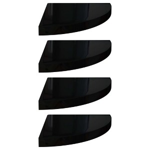 vidaXL Floating Corner Shelves 4 pcs High Gloss Black 13.8"x13.8"x1.5" MDF - 1 of 1