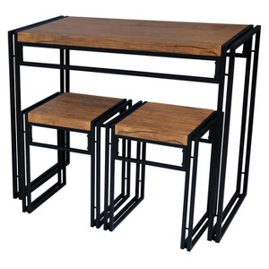 Urban Small Dining Table Set - Black with Brown Wood - urb SPACE, Black / Brown Wood