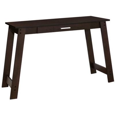 Cappuccino Dark Wood Rectangular Desk with Drawer