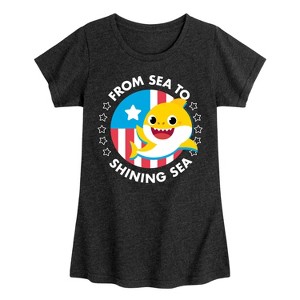 Girls' - Baby Shark - From Sea to Shining Sea Fitted Short Sleeve Graphic T-Shirt - 1 of 4