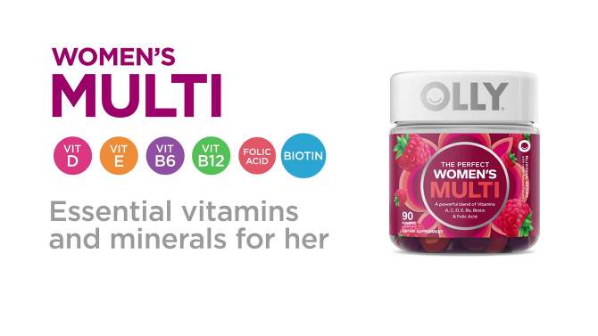 OLLY Adult Multivitamin + Probiotic Supplement Gummies - 70ct, 2 of 12, play video