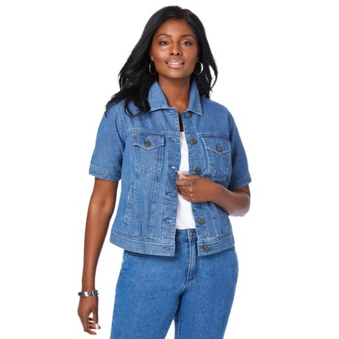 Jessica London Women's Plus Size Short Sleeve Denim Jacket - 28 W, Blue :  Target