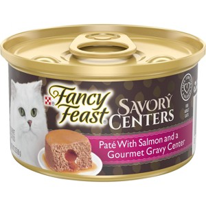 Purina Fancy Feast Savory Centers Paté Gourmet Wet Cat Food with Salmon and a Gourmet Gravy Center - 3oz - 1 of 4