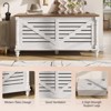 Wooden Storage Chest, Sturdy Large Storage Trunk, Entryway Bench Toy Chest Bench, Grey White - 3 of 4