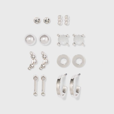 Multi Gold Hoops And Cubic Zirconia Stud Earring Set 8pc - A New Day™ :  Target