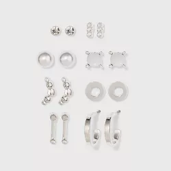 Zinc Stud Earring Set 8pc- A New Day™ Silver
