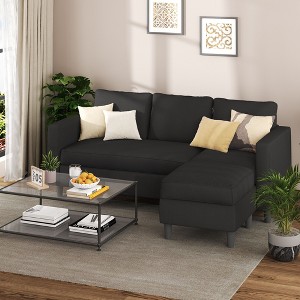 Celebalcony 73.6" Upholstered Sofa couch with Ottoman - 1 of 4