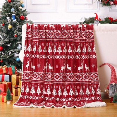 Trinity Christmas Throw Blanket Soft Faux Shearling Fleece Blanket for Couch Sofa