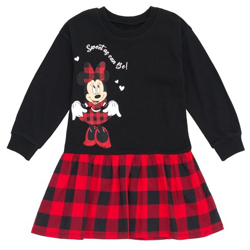 Disney Minnie Mouse Toddler Girls Fleece Skater Dress Black 5t Target