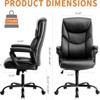 SEVOBAL Task and Office Chairs Lumbar Support and 360 Degree Swivel Base, PU Leather Computer Chair with Flip Up Armrests, Black, 26.3"*29.5"*47.6" - 3 of 4