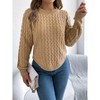 Coolmee Women's Cable Knit Sweaters Long Sleeve Crewneck Chunky Loose Fit Pullover Tops - 3 of 4