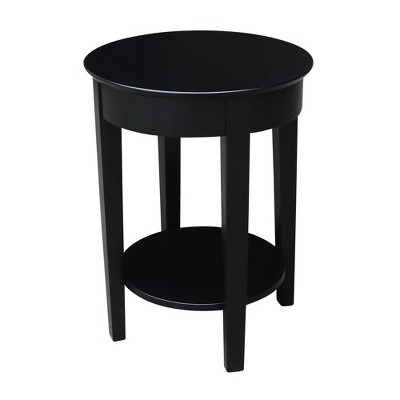 Black Round Wood Accent Table with Storage Drawer