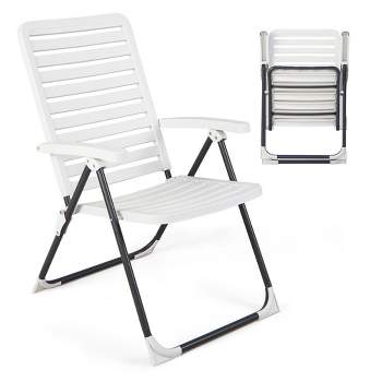 Costway Patio PP Folding Chair Adjustable Reclining 7-Level All-Weather Portable Outdoor